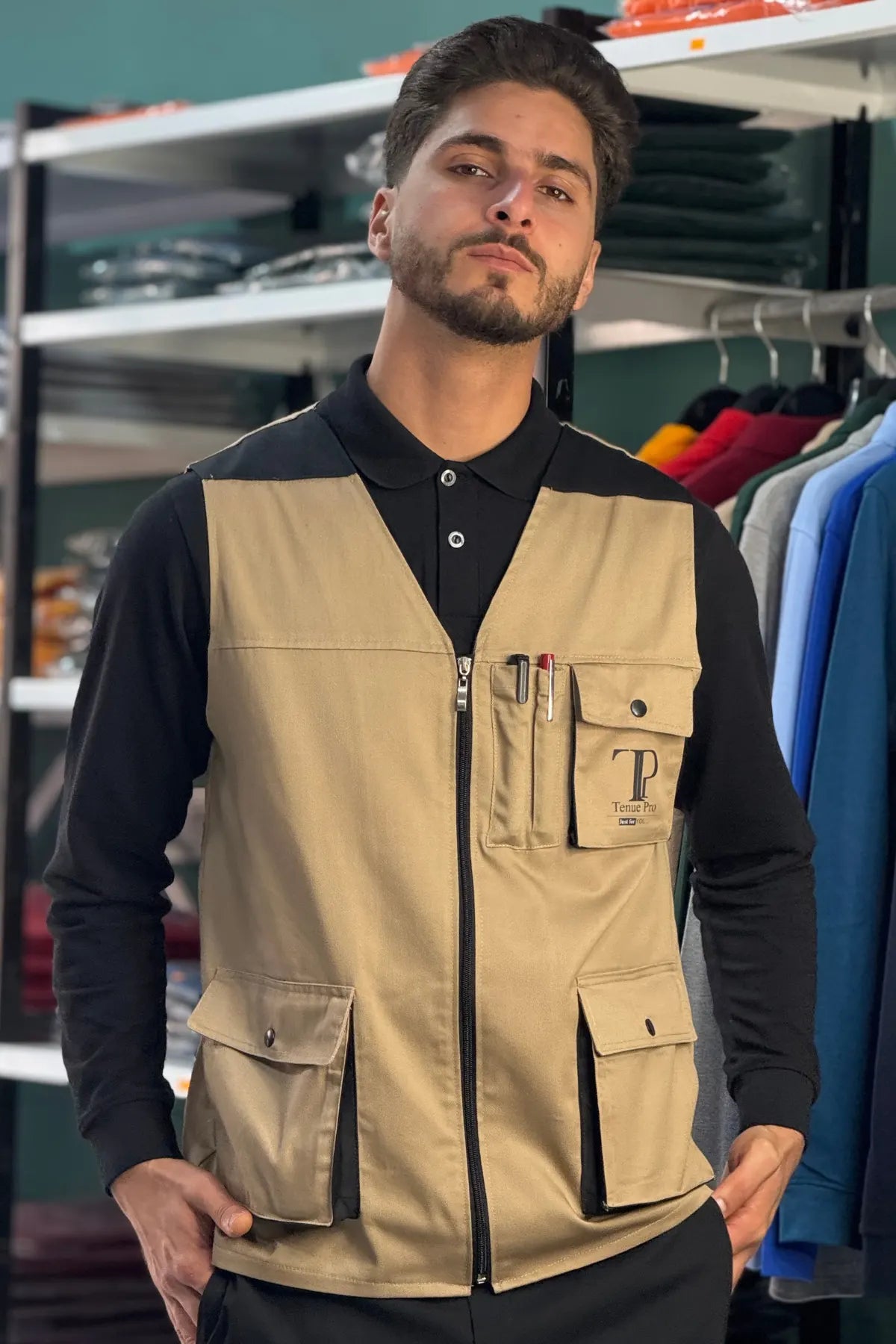 Gilet de travail Beige